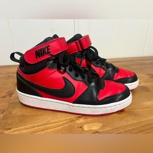 Nike Black and Red Air Force One High-Top Sneakers- size 5 Youth